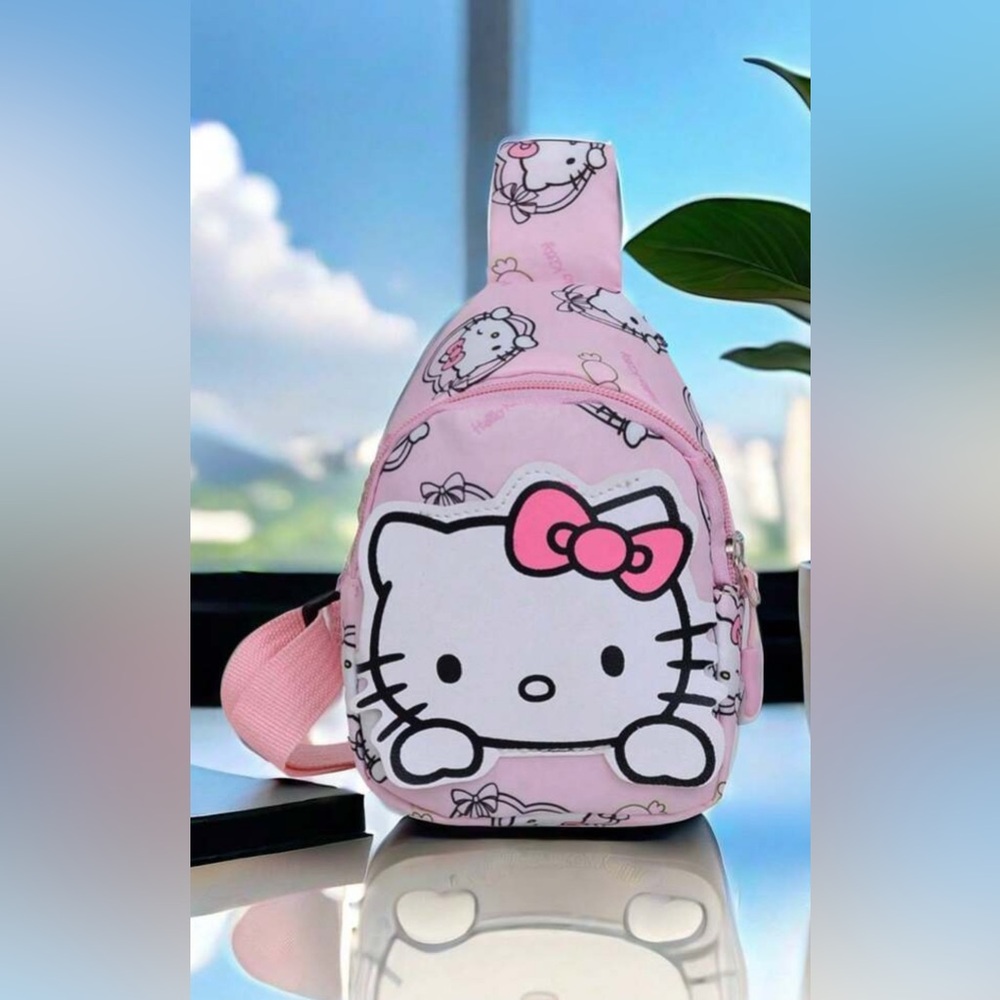 •HELLO KITTY•NIB HELLO KITTY SANRIO PATTERN ONE STRAP CROSSBODY SWINGPACK BAG